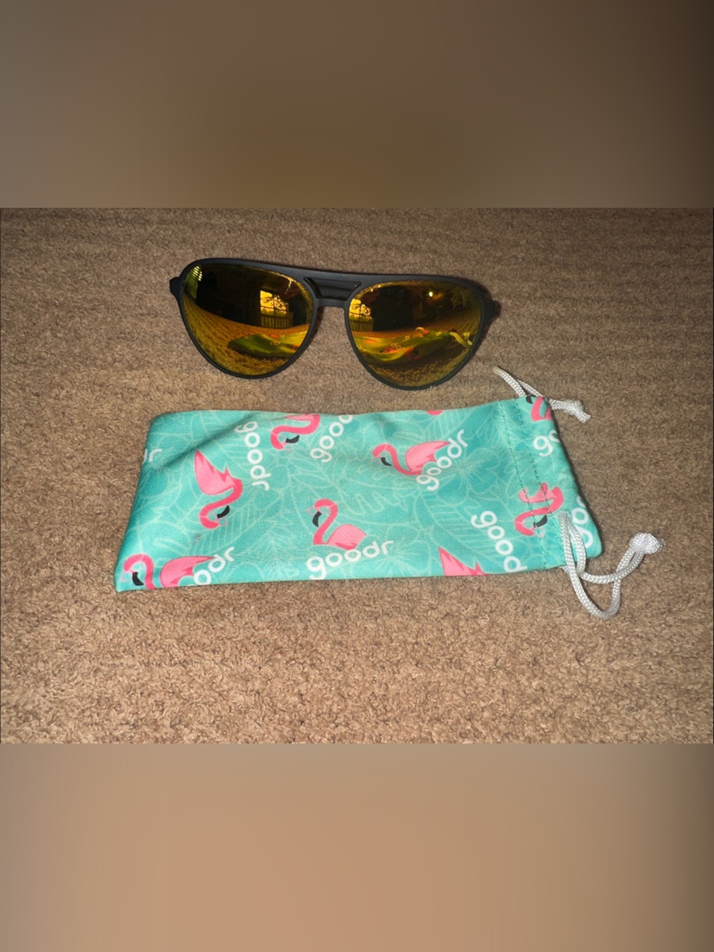 Goodr Mach G Call Me Tarmac Daddy Aviator Sunglasses with micro fiber case